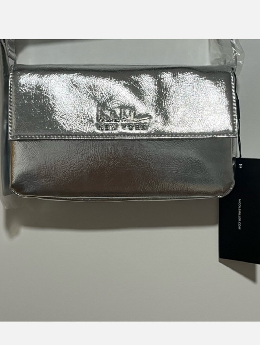 Nicole Miller New York Silver Metallic Shoulder Bag